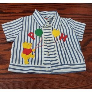 Vintage Sears Winnie The Pooh‎ Kids Shirt HTF Rare Button Down Short Sleeve Sz 0